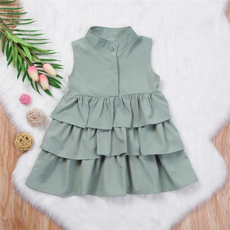 Fashion Simple Solid Color Sleeveless Small And Medium Girl Dress - KuzuSHOP