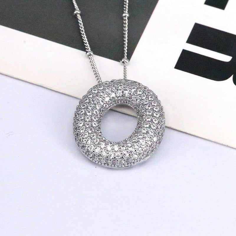 Brass Zircon Bubble Balloon Letter Pendant Necklace For Women - KuzuSHOP