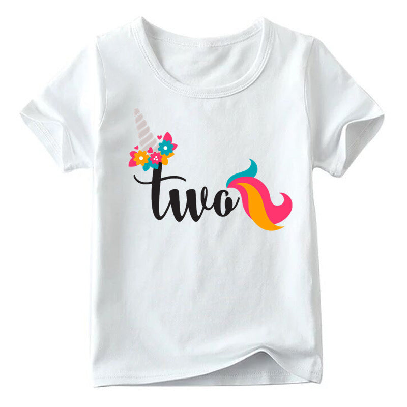 Children's Birthday Digital Printed Short-sleeved T-shirt - KuzuSHOP