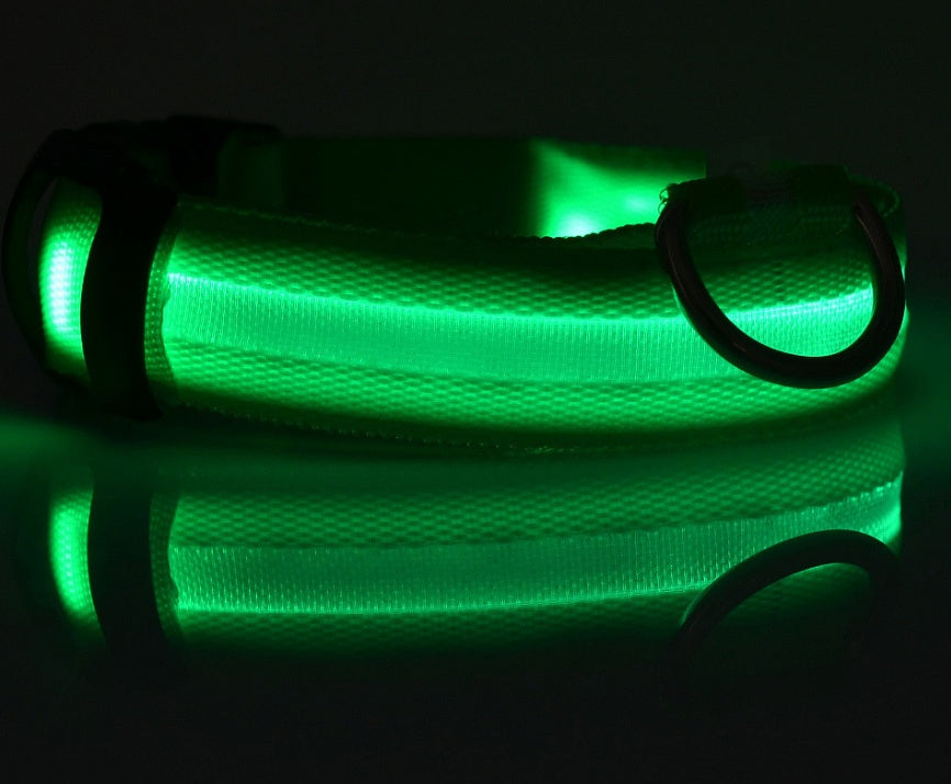 Nylon LED PetSupplies Dog Luminous Collar Night Safety Flashing Glow in Dark Dog Cat Leash Adjustable Pet z - KuzuSHOP