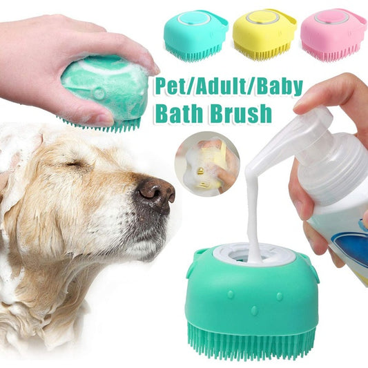 Silicone Dog Bath Massage Gloves Brush Pet Cat Bathroom Cleaning Tool Comb Brush For Dog Can Pour Shampoo Dog Grooming Supplies - KuzuSHOP