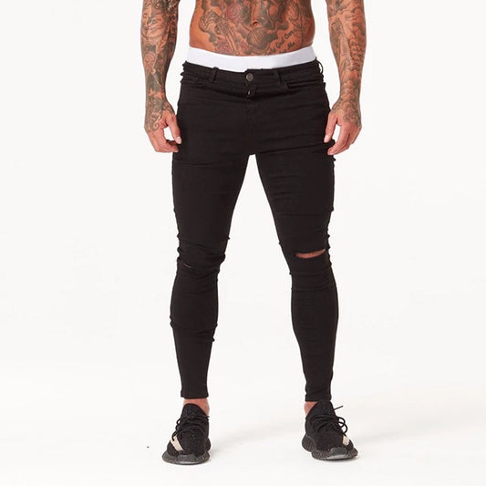 Summer Distressed Hip Hop Style Washed Super Skinny Men Ripped Jeans - KuzuSHOP