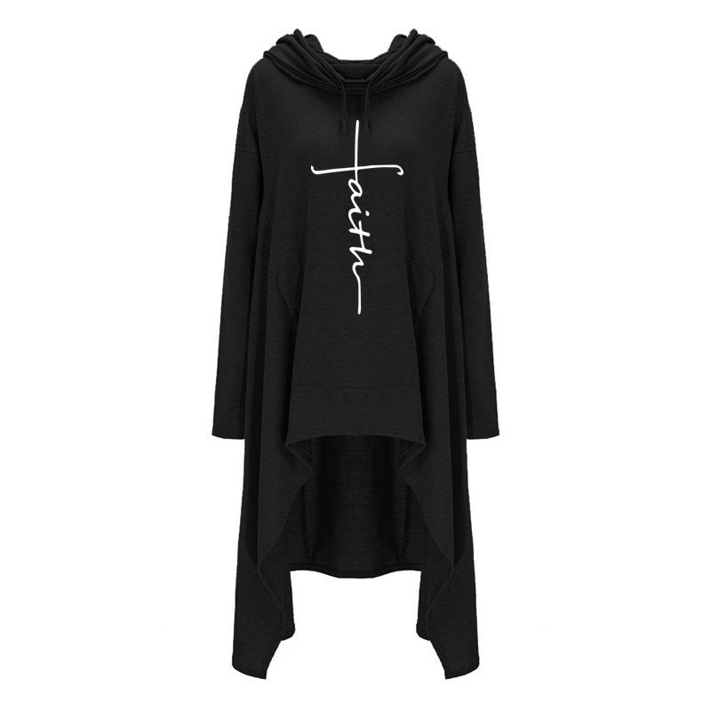 Long embroidered cloak hooded sweater - KuzuSHOP