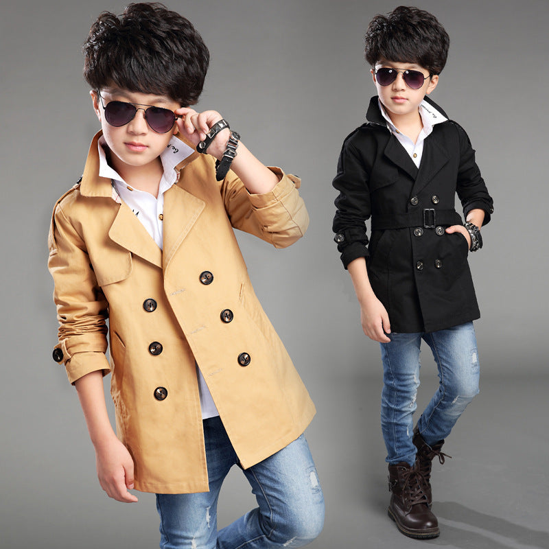 Boys' Mid-length Trend Casual Trench Coat - KuzuSHOP