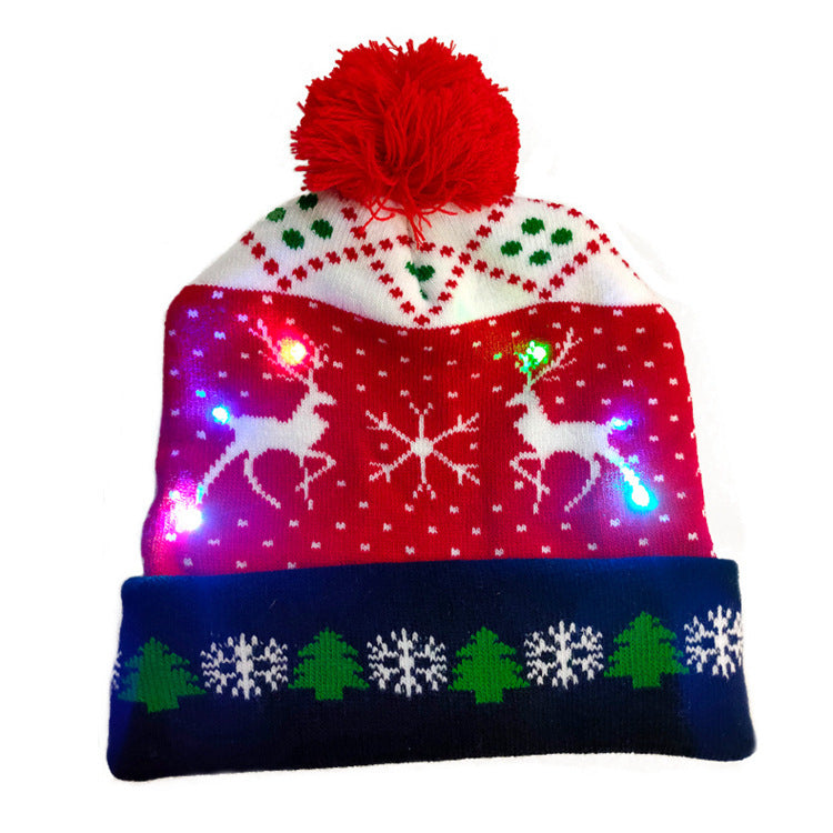 LED Christmas Hat Sweater Knitted Beanie Christmas Light Up Knitted Hat Christmas Gift Kids Xmas New Year Decorations