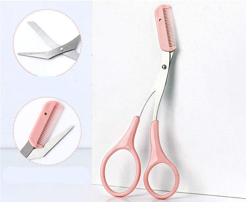 Eyebrow Trimming Knife With Comb Curved Moon Small Beauty Supplies Gadgets - KuzuSHOP