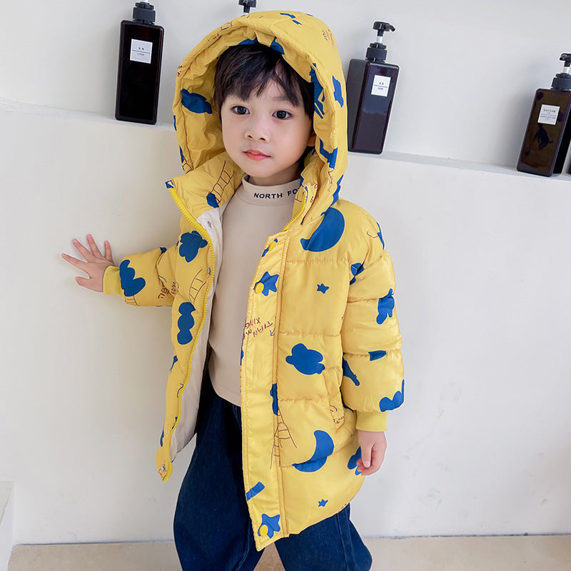 New Style Children's Down Jacket Middle Long Cute Thickened Cotton - KuzuSHOP