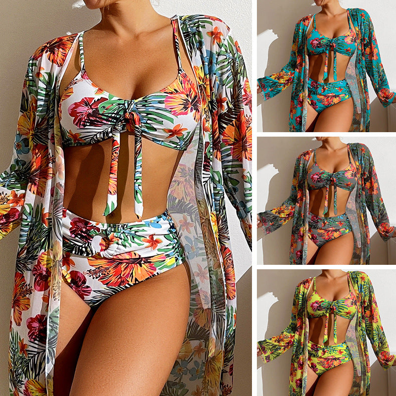 Swimwear Long Sleeved Blouse Three Piece Suit - KuzuSHOP