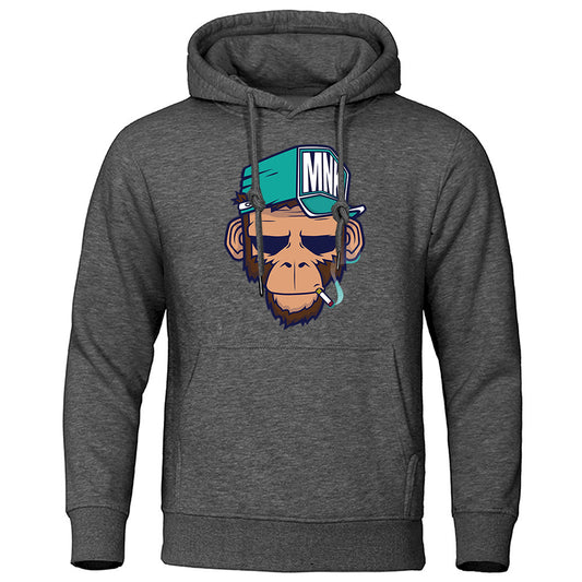 Personality Smoking Monkey Hoodie Sweatshirt Hip Hop Casual Street Hooded - KuzuSHOP