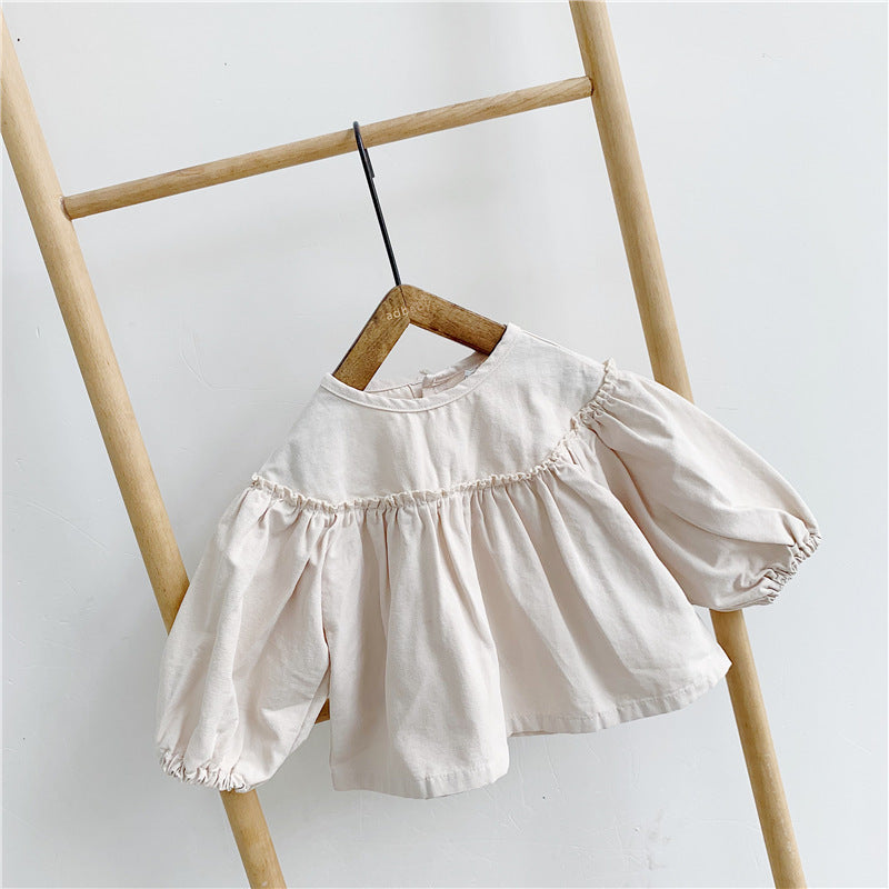 Girls' Korean Long Sleeve Doll Shirt - KuzuSHOP