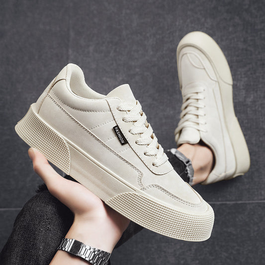 Casual Board Flat Shoes Men Breathable Thick-soled Lace-up Sneakers For Walking Running - KuzuSHOP
