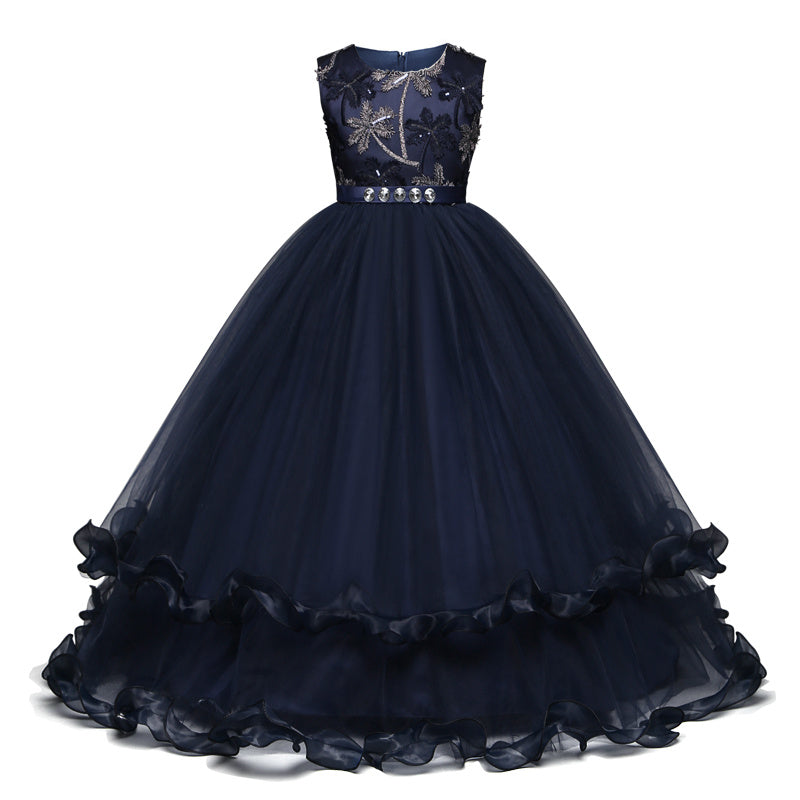 Children's trailing party dress lace skirt - KuzuSHOP