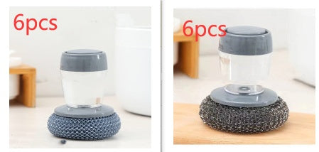 Kitchen Soap Dispensing Palm Brush Cleaner Push-type Brush Kitchen Detergent Tools - KuzuSHOP