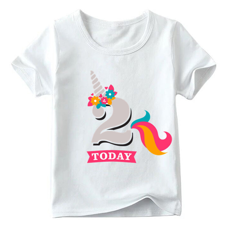 Children's Birthday Digital Printed Short-sleeved T-shirt - KuzuSHOP