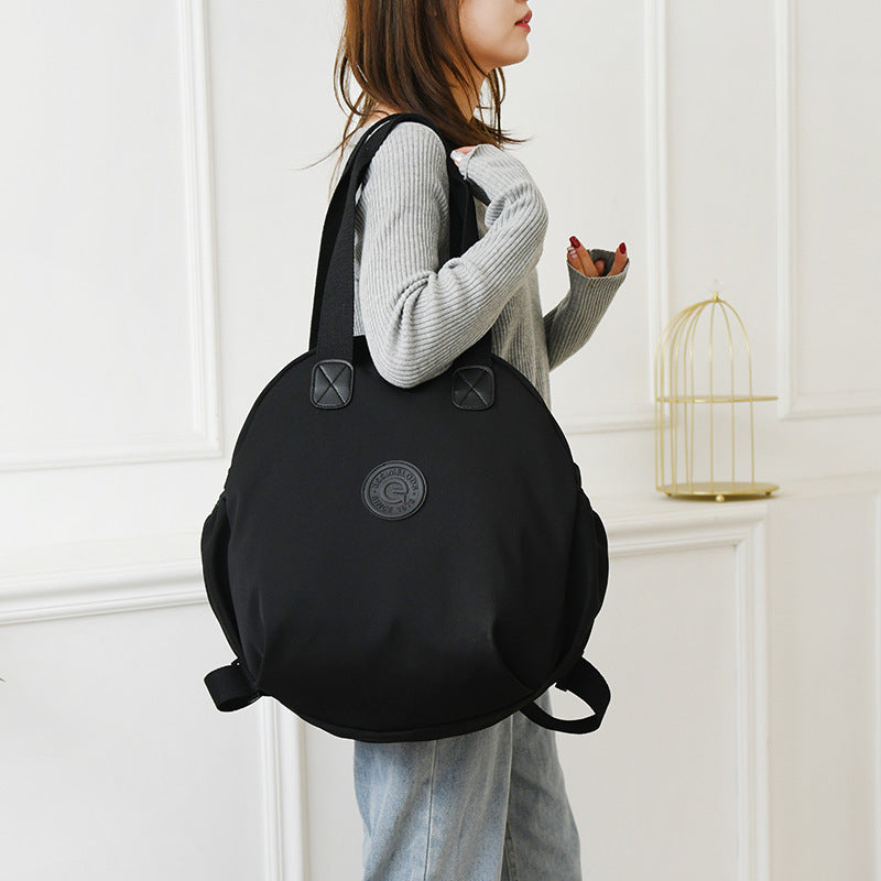 Black Round Bags Women Fashion Large Capacity Multifunctional Backpack Shoulder Bag Handbag - KuzuSHOP