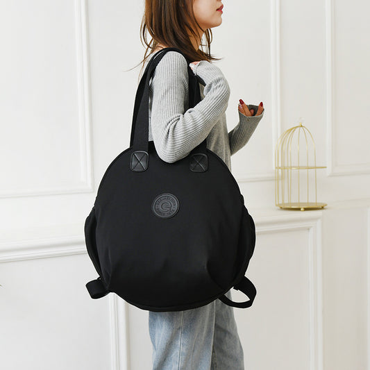 Black Round Bags Women Fashion Large Capacity Multifunctional Backpack Shoulder Bag Handbag - KuzuSHOP