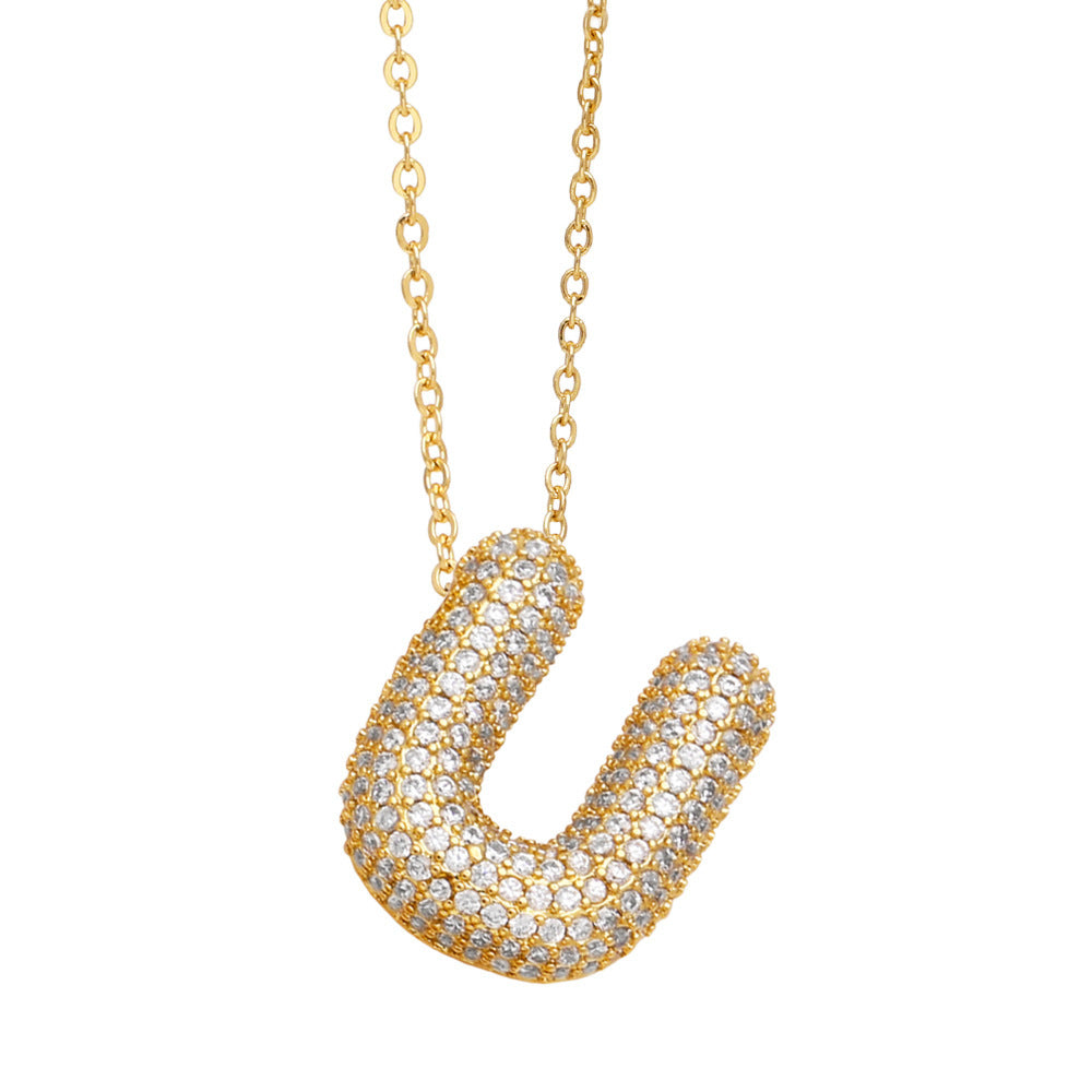 26 English Letter Necklace For Women Inlaid Zircon - KuzuSHOP