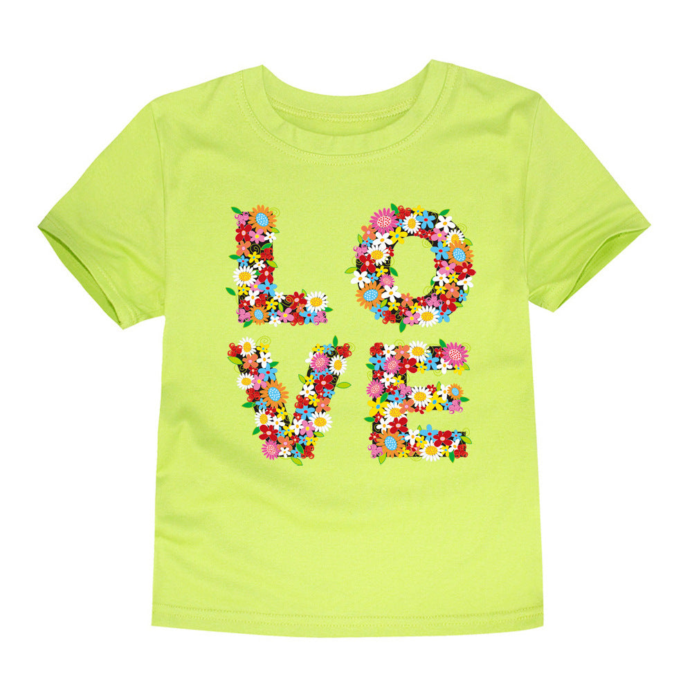 Children's Clothing Cartoon Knitted Heat Press Round Neck T-shirt - KuzuSHOP