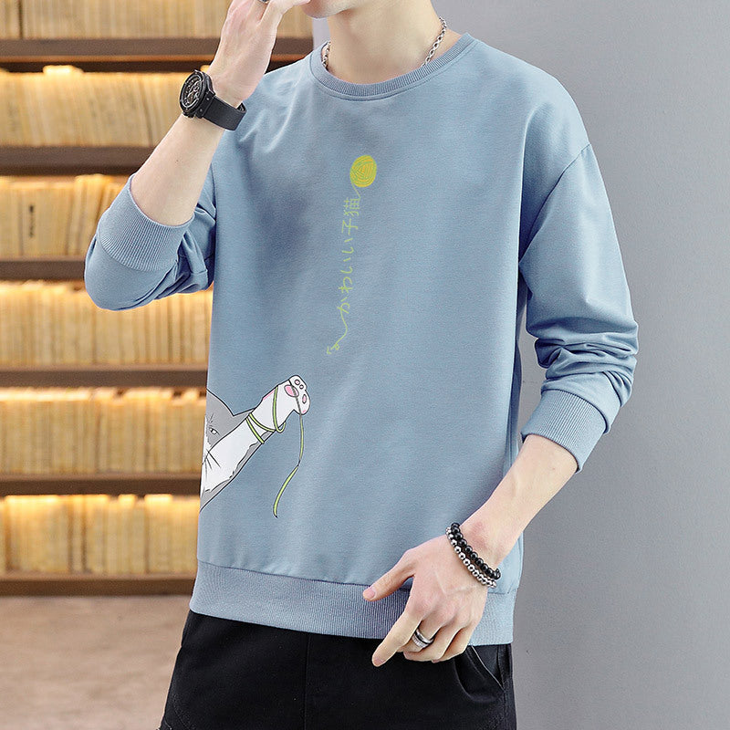 Round Neck Cartoon Printed Sweater Clothes Shirt - KuzuSHOP