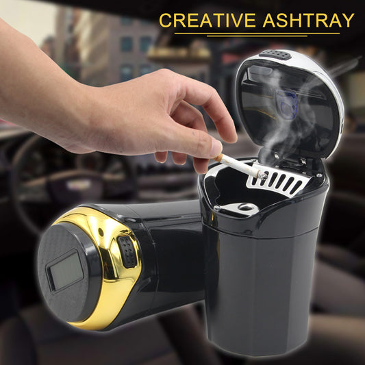 Portable Solar Rechargeable Car Ashtray Detachable Car Ashtray With Led Light Windproof Outdoor Travel Home Use - KuzuSHOP