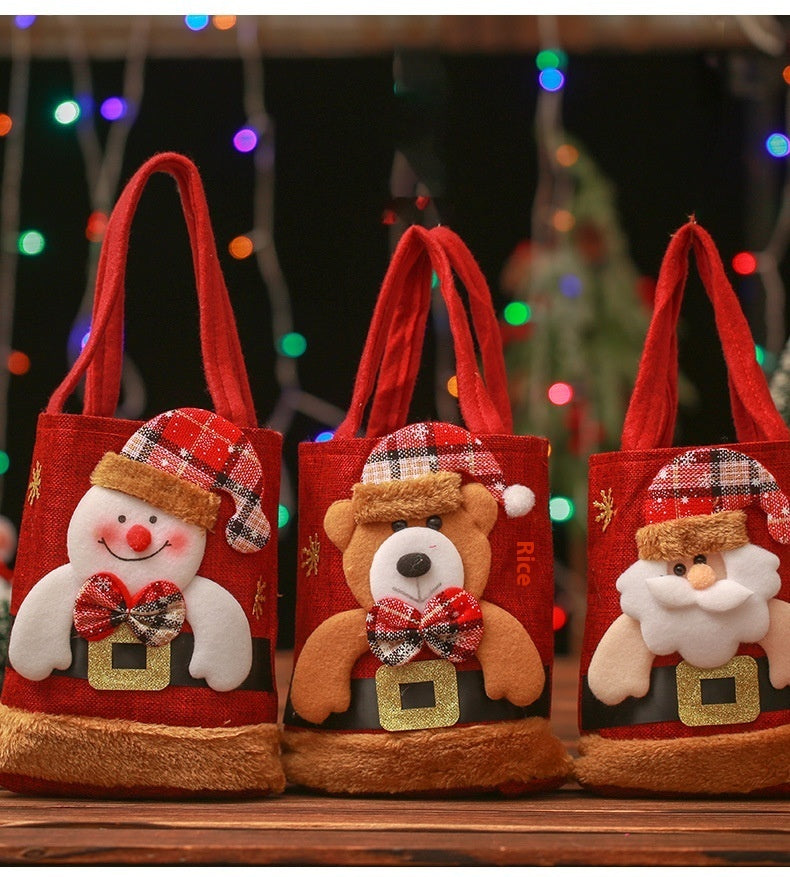 Christmas Candy Gift Tote Bag For Kids, Snowman Bear Handbag, Small Christmas Tree Decoration Bags - KuzuSHOP