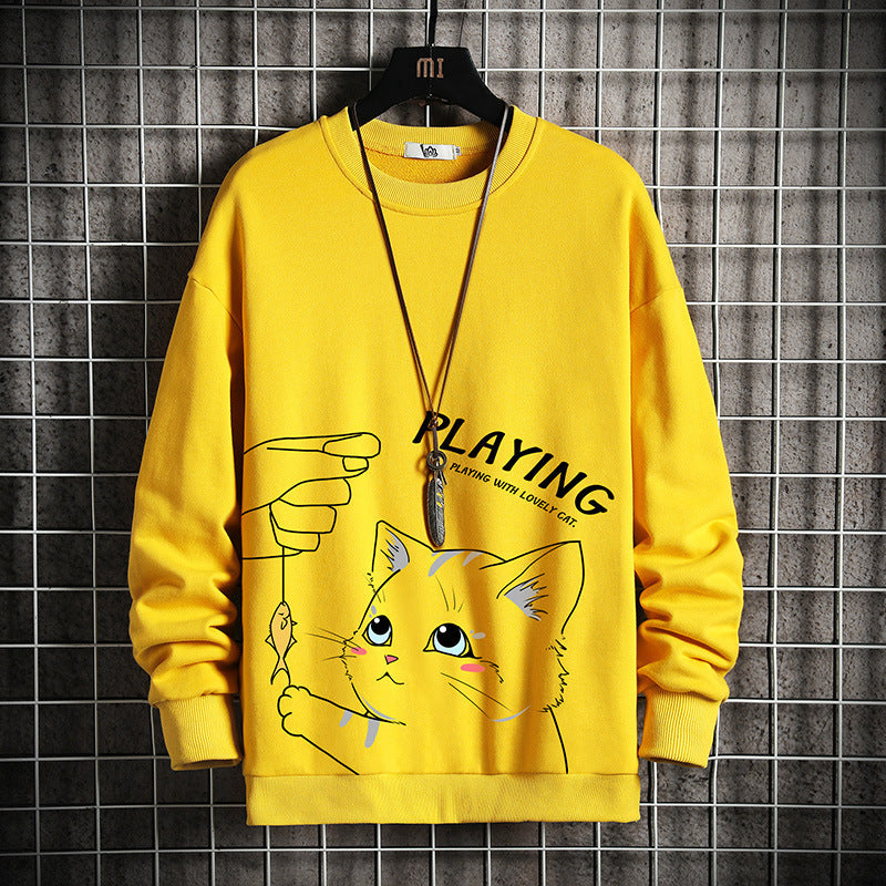 Round Neck Cartoon Printed Sweater Clothes Shirt - KuzuSHOP