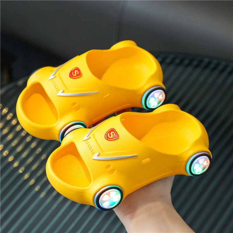 Kids Glowing Slippers Cartoon Car Sandals Children Sandals Anti Slip Boys Girls Luminous Slippers Summer Beach Shoes - KuzuSHOP