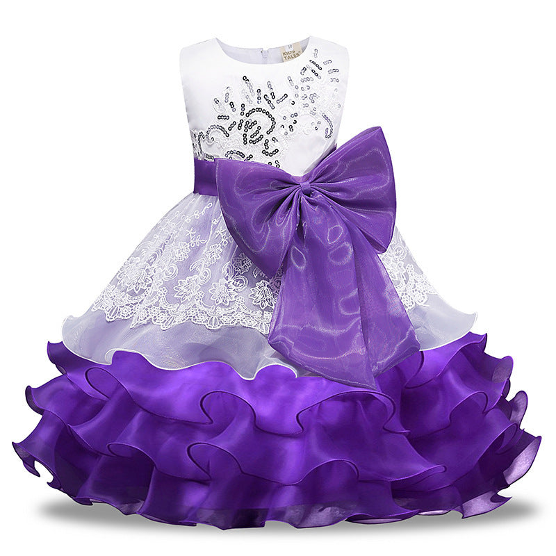 Girls' Sequined Dress Bow Kids Skirt - KuzuSHOP