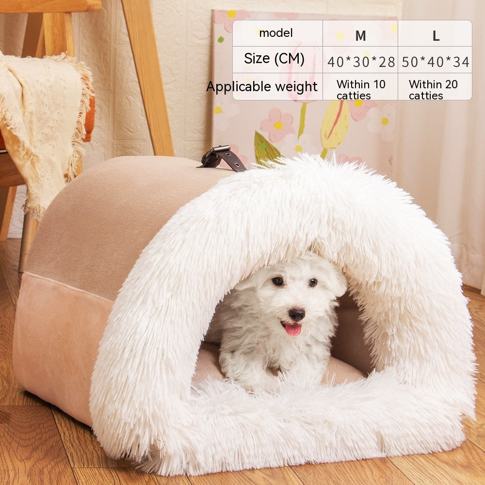 New Splice Portable Pet Nest Portable Autumn And Winter Warm Dog Nest Moisture-proof Long Fur Cat Nest Cross Border Pet Nest - KuzuSHOP