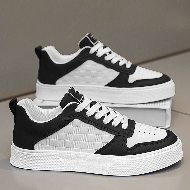 Casual Lace-up Sneakers Men Fashion Breathable Plaid Flats Shoes - KuzuSHOP