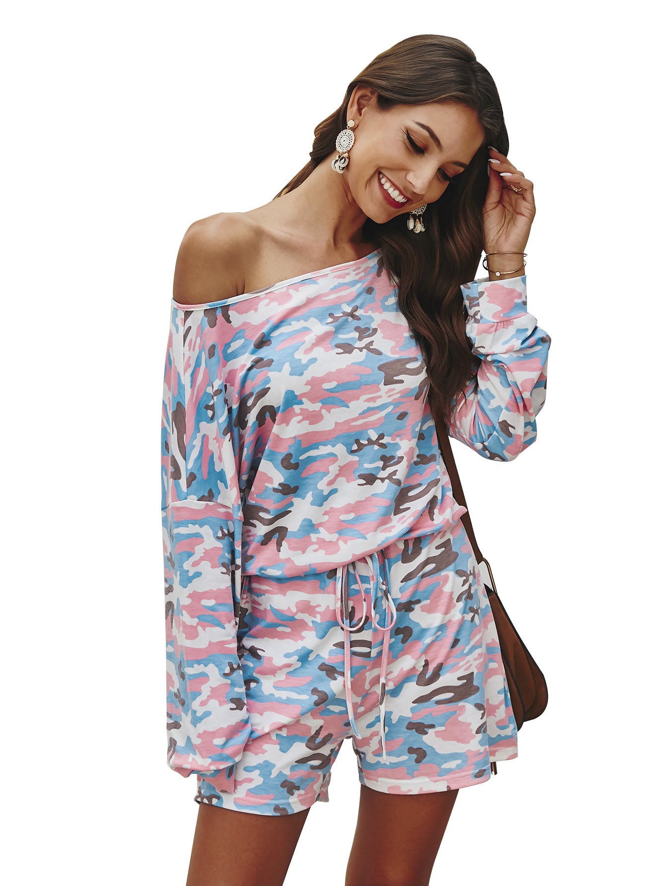 Spring Wear European And American Camouflage Casual One-piece Shorts - KuzuSHOP