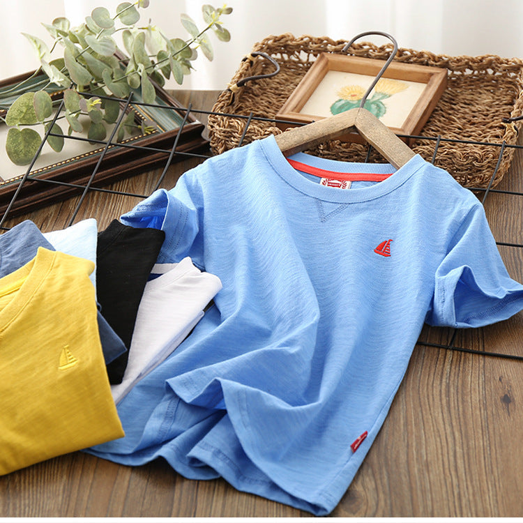 Fashion Simple Boy Half Sleeve Thin T-shirt - KuzuSHOP
