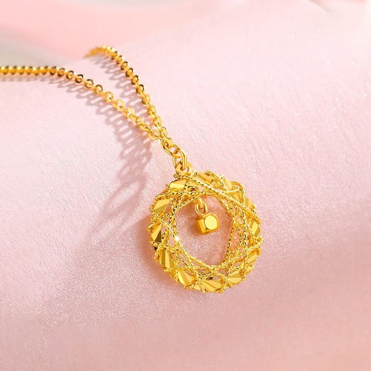 Fashion Gold Circle Net Design Necklace For Women Jewelry - KuzuSHOP