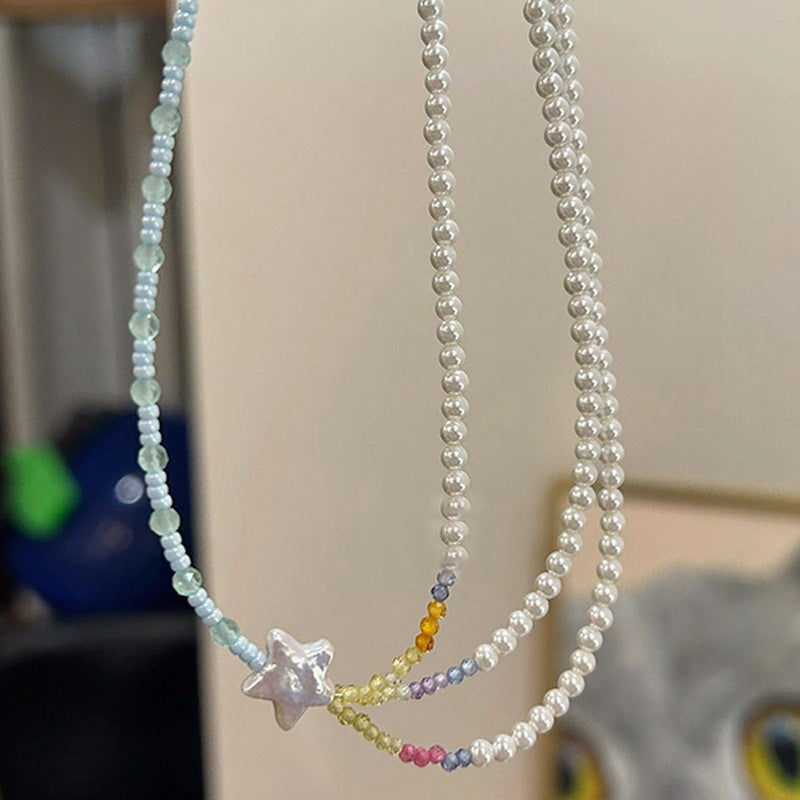 Baroque XINGX Colorful Twin Pearl Necklace - KuzuSHOP