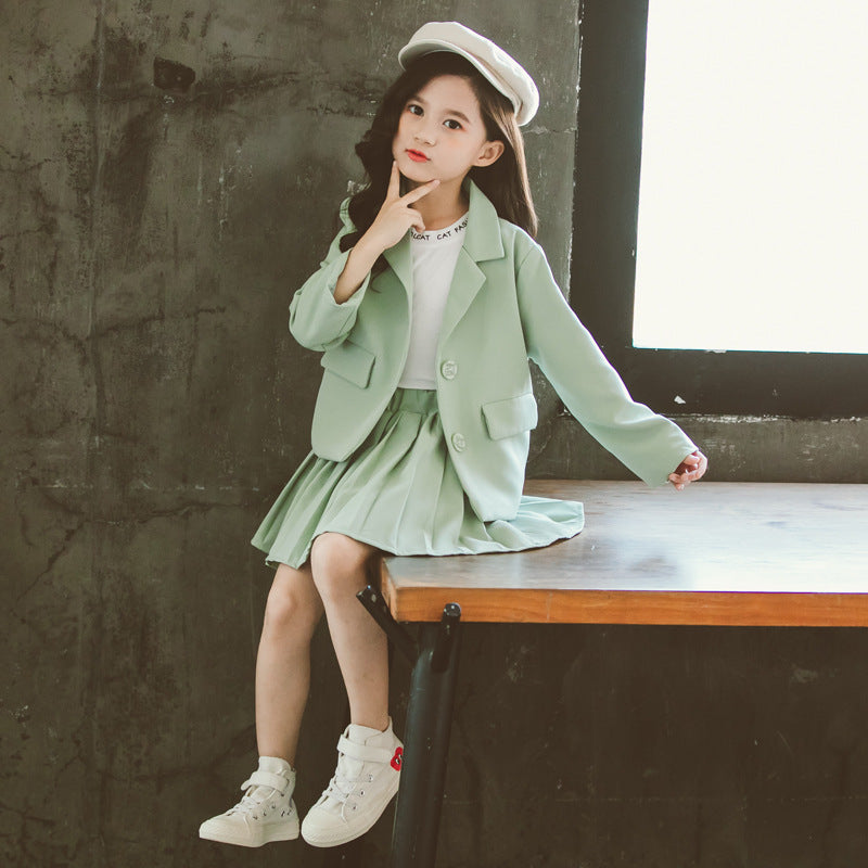 Fashion Simple Suit Pleated Skirt Suit - KuzuSHOP