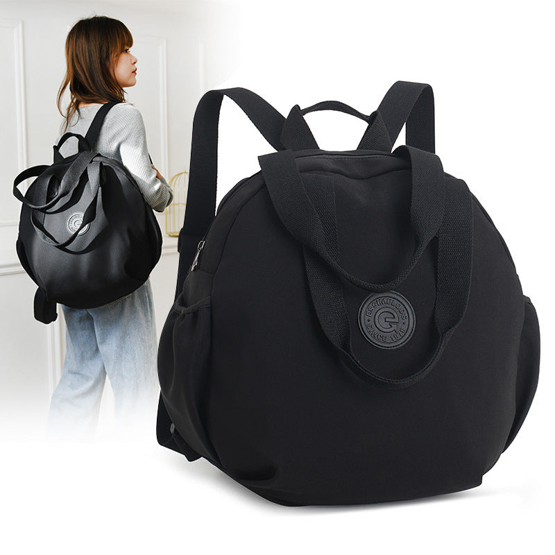 Black Round Bags Women Fashion Large Capacity Multifunctional Backpack Shoulder Bag Handbag - KuzuSHOP