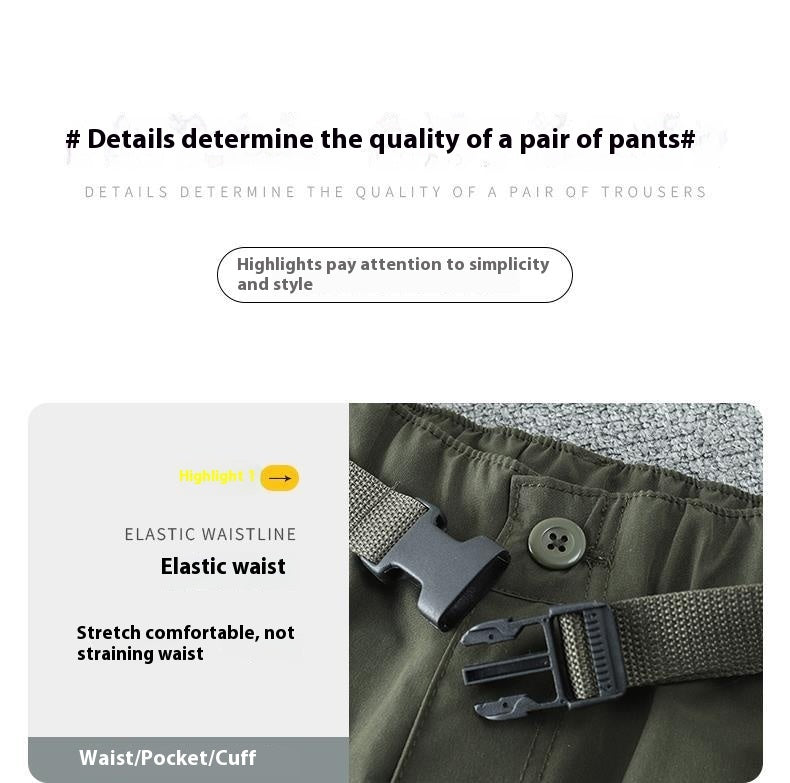 Thin Overalls Men's Casual Loose Ultrathin Khaki Straight - KuzuSHOP