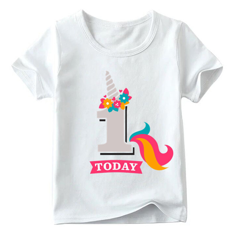 Children's Birthday Digital Printed Short-sleeved T-shirt - KuzuSHOP