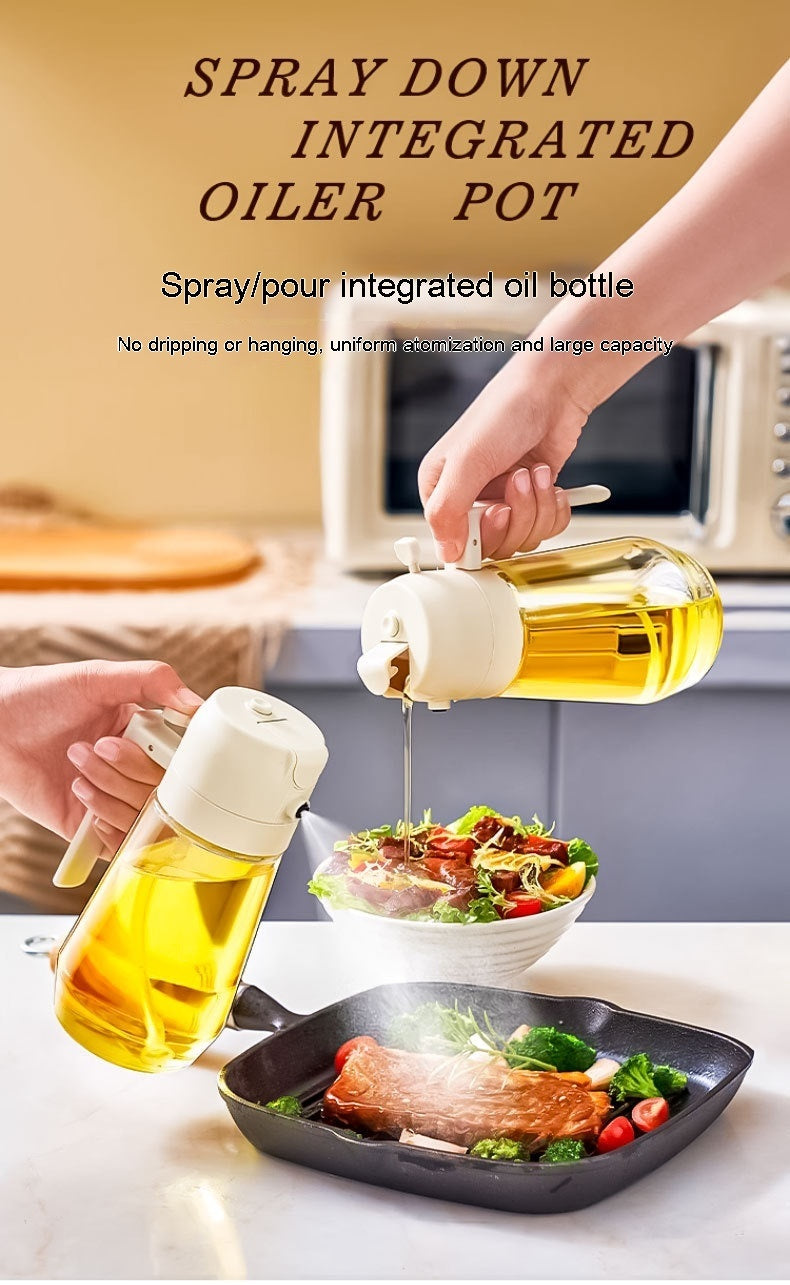 470ML Olive Oil Sprayer Dispenser For Cooking BBQ 2 In 1 Glass Oil Vinegar Soy Sauce Spray Kitchen Oil Bottle For Air Fryer - KuzuSHOP