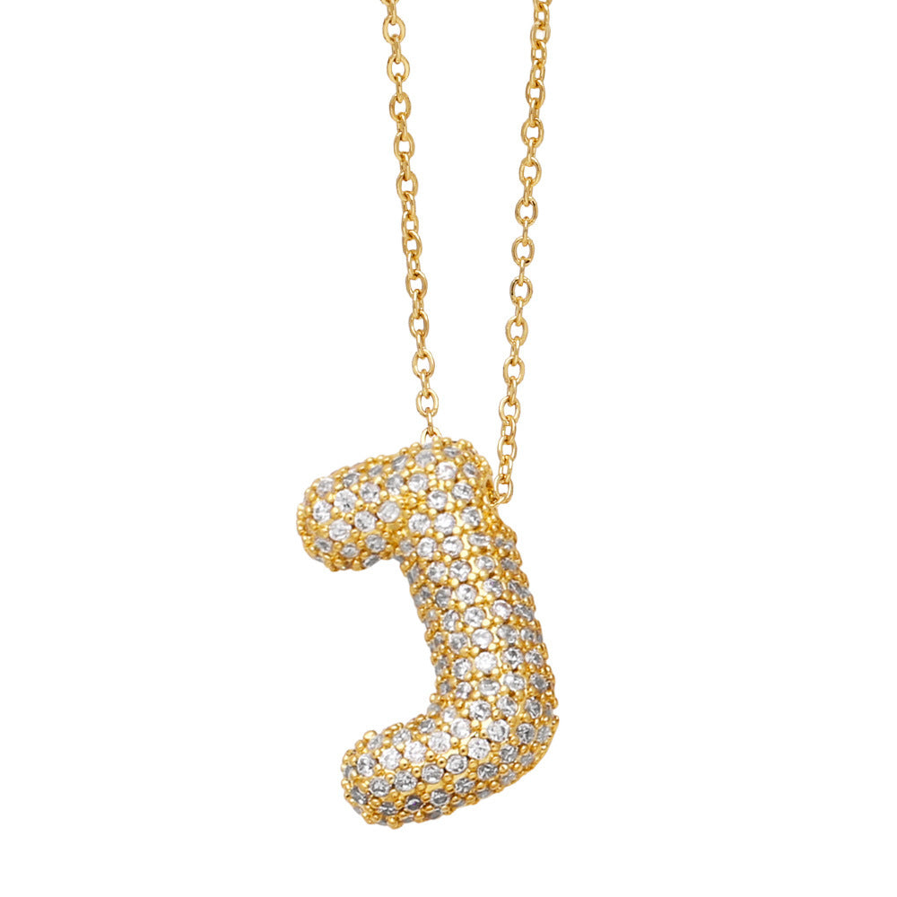 26 English Letter Necklace For Women Inlaid Zircon - KuzuSHOP