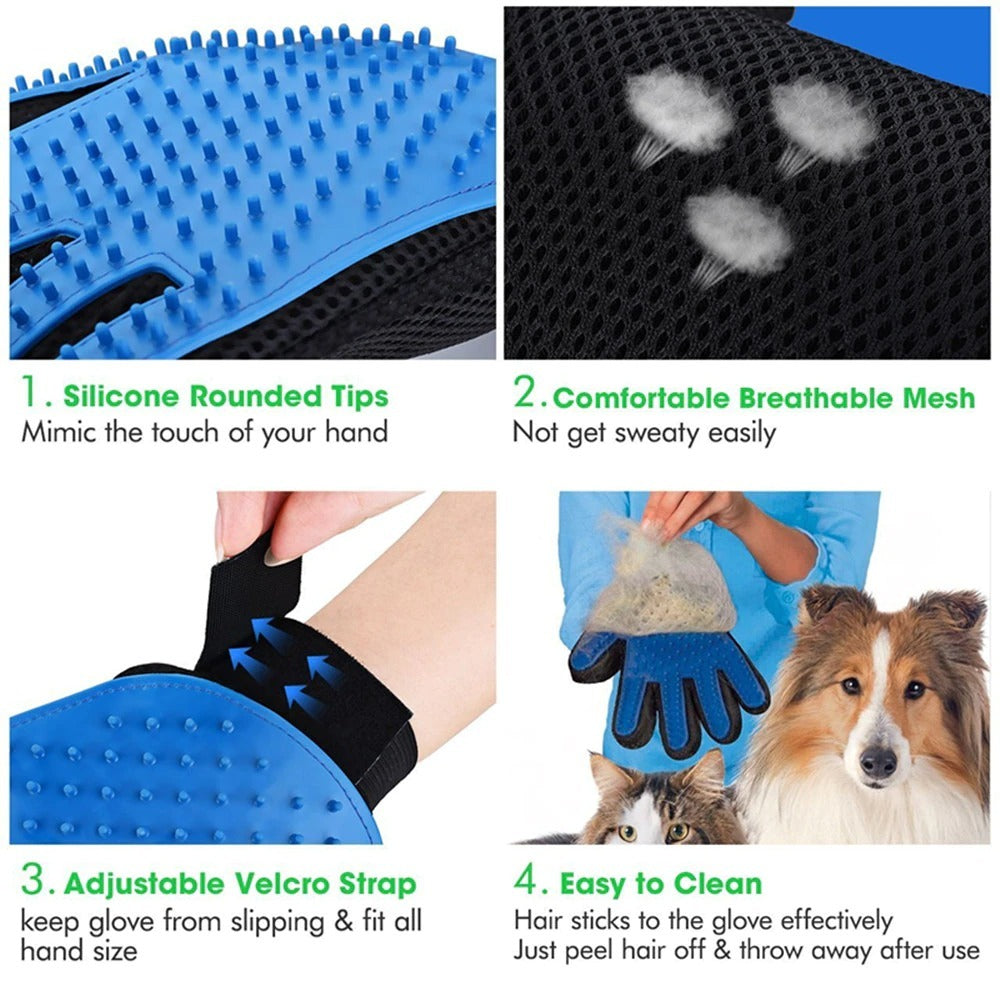 Cat Grooming Glove For Cats Wool Glove Pet Hair Deshedding Brush Comb Glove For Pet Dog Cleaning Massage Glove For Animal Sale - KuzuSHOP