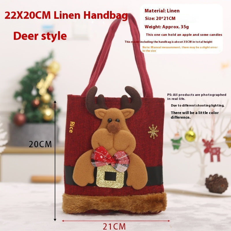 Christmas Candy Gift Tote Bag For Kids, Snowman Bear Handbag, Small Christmas Tree Decoration Bags - KuzuSHOP