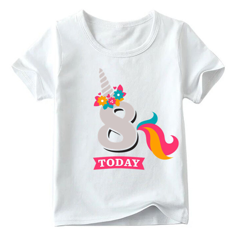 Children's Birthday Digital Printed Short-sleeved T-shirt - KuzuSHOP