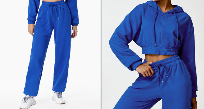Warm And Loose Long Sleeve Sweater Coat & Pant Set - KuzuSHOP