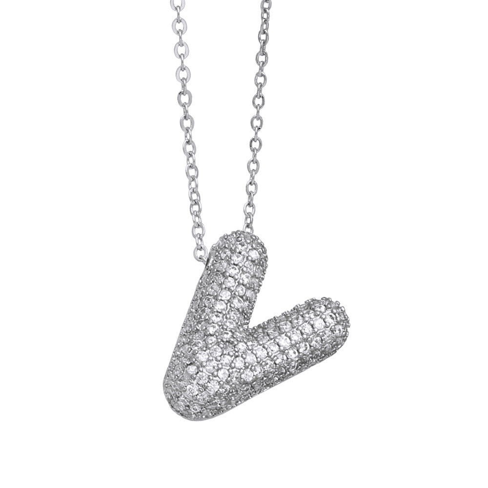 26 English Letter Necklace For Women Inlaid Zircon - KuzuSHOP