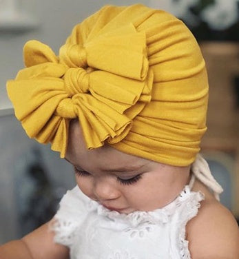 Pleated bowknot baby hat - KuzuSHOP