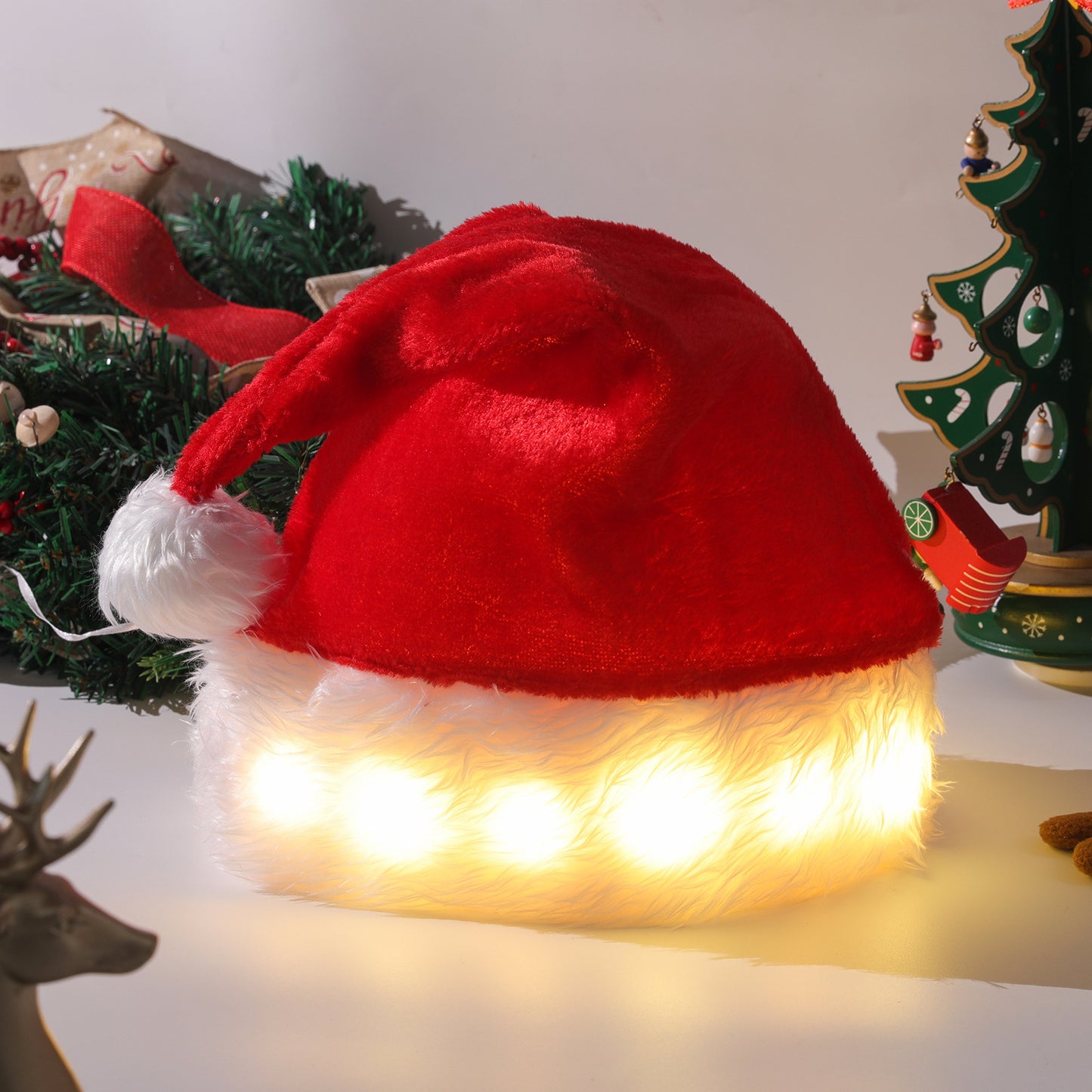 LED Light Christmas Hat for Children & Adults, Christmas Luminous Santa Hat
