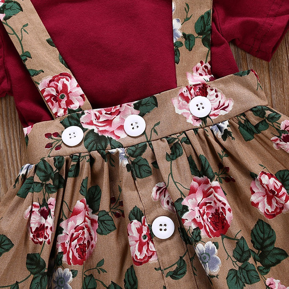 Printed suspender skirt two-piece suit - KuzuSHOP