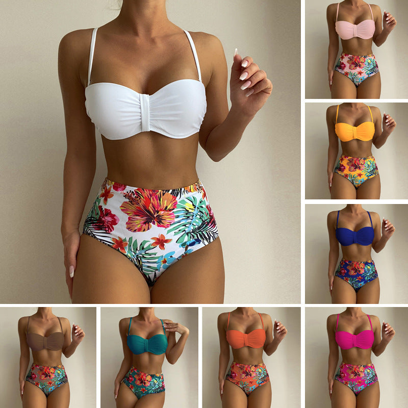 Women's Floral Print Spaghetti Strap Bikini Bathing Suit 2 Piece Swimsuits - KuzuSHOP