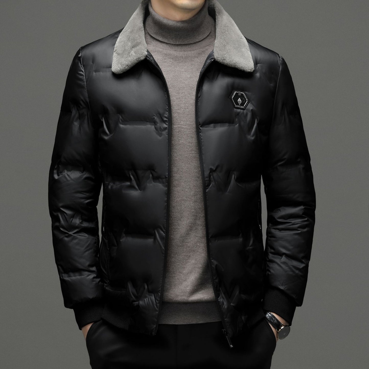 Men's Cotton-padded Jacket Winter Fur Collar Coat Men's Casual Jacket - KuzuSHOP
